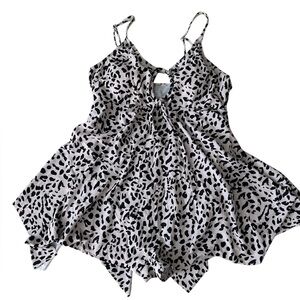 Leopard print asymmetrical dress|| romper swimsuit